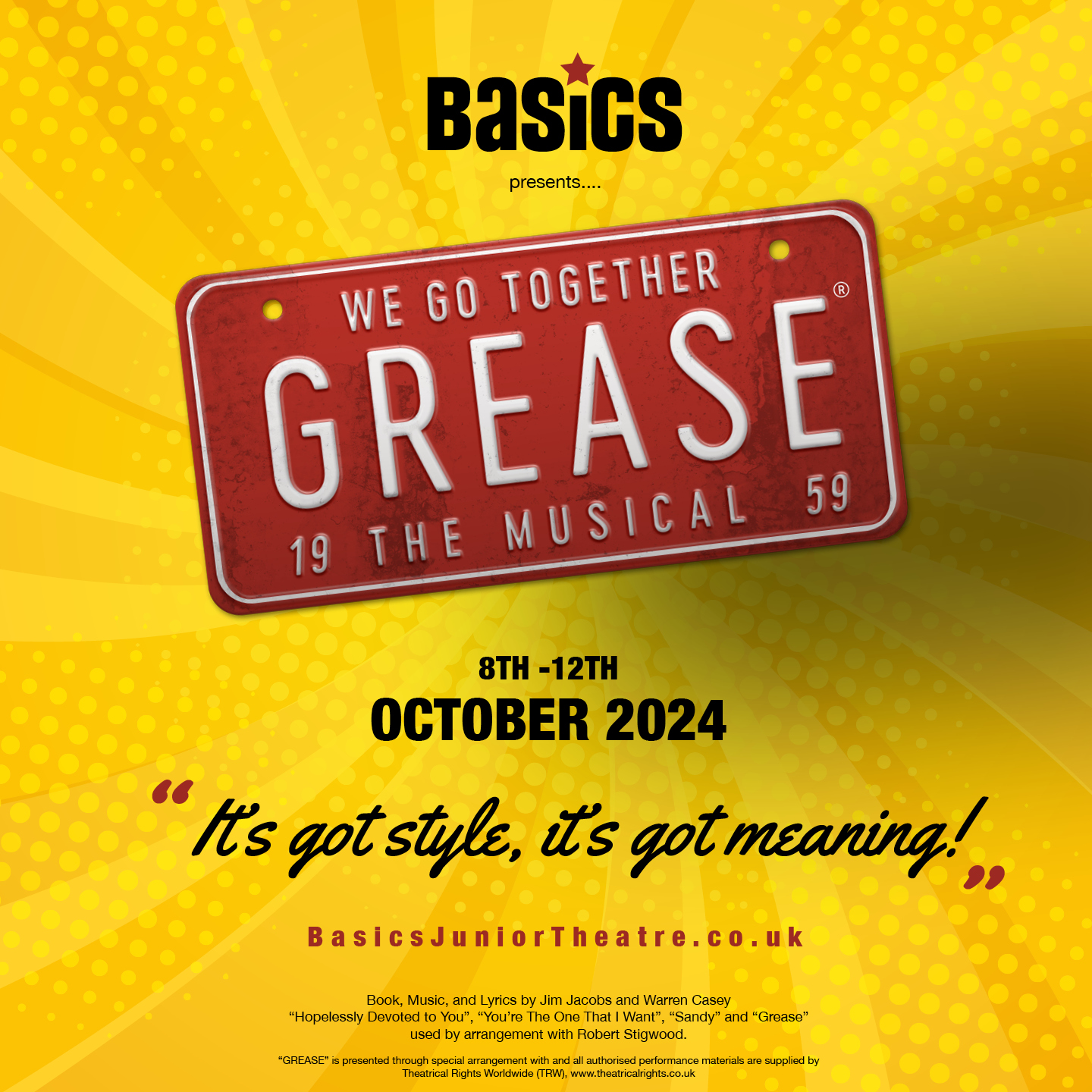 Grease PendleHippodrome TicketSource Event Graphic 1080x1080